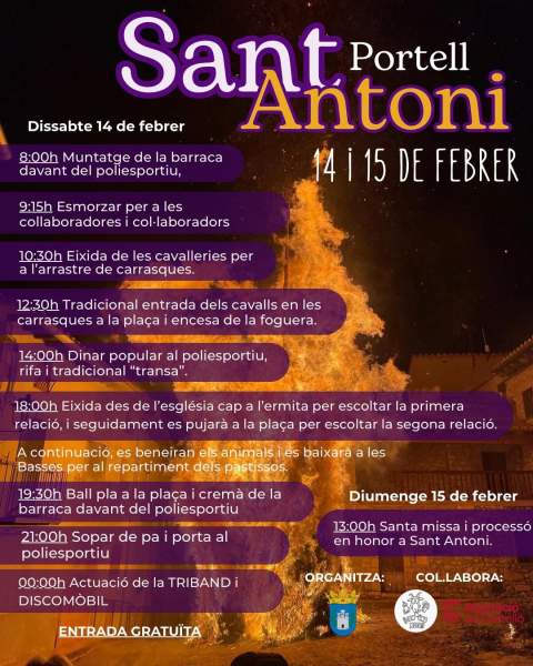 Portell cerrará las celebraciones de Sant Antoni en Els Ports los días 14 y 15 de febrero