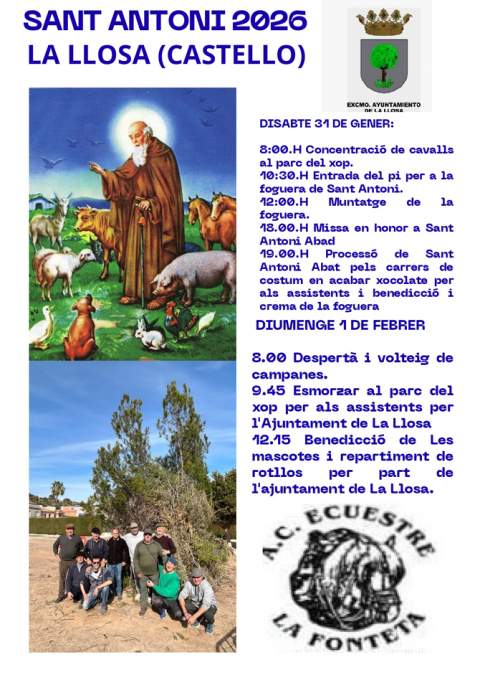 La Llosa mantiene viva la tradición de Sant Antoni con un fin de semana festivo