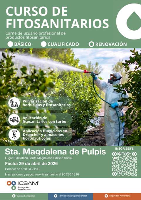 Santa Magdalena acogerá el 29 de abril un curso de renovación del carnet de fitosanitarios