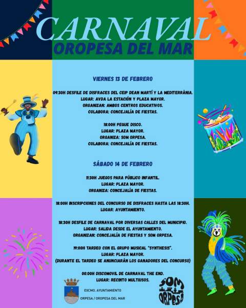 Oropesa del Mar se prepara para un fin de semana de Carnaval lleno de color y diversión