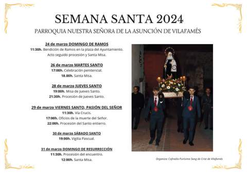 Programacion de actividades de Semana Santa  en Vilafamés