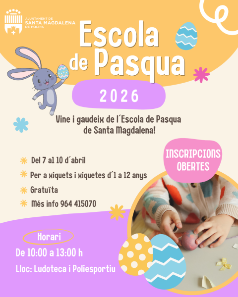 Santa Magdalena de Pulpis lanza su Escuela de Pascua gratuita para facilitar la conciliación familiar