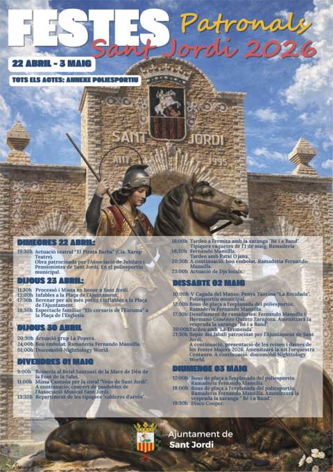 Sant Jordi se prepara para vivir con intensidad sus fiestas patronales con una programación para todos los públicos