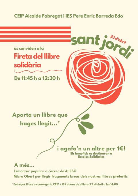 CEIP Alcalde Fabregat e IES Pere Enric Barreda Edo de Benassal organizan San Jordi solidario