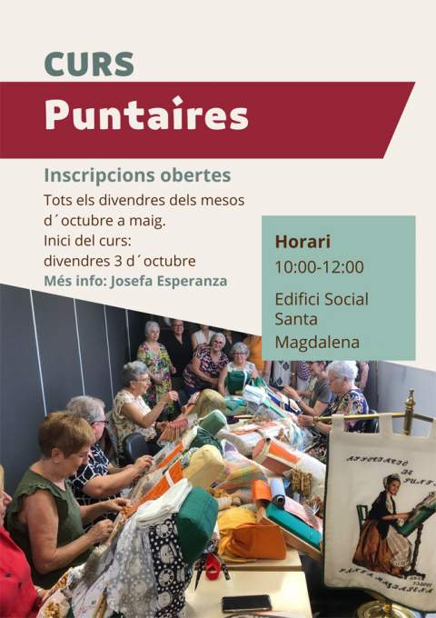 Abierto el plazo de inscripción para el curso de bolillos en Santa Magdalena