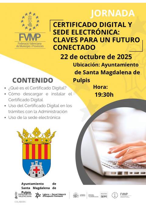 Santa Magdalena acogerá un curso gratuito sobre el uso del certificado digital y las sedes electrónicas
