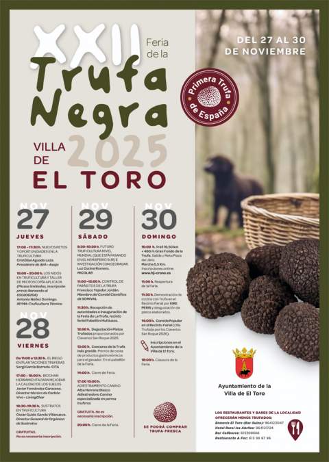 El Toro celebra del 27 al 30 de noviembre su XXII Feria de la Trufa Negra, “el oro bajo nuestros pies”