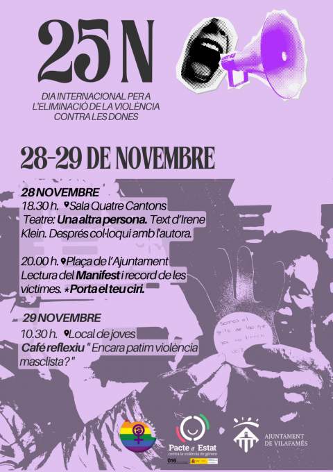 Vilafamés conmemora el 25N con un programa de actos de reflexión y denuncia contra la violencia machista