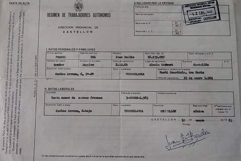 Recibo de autónomos de 1983.