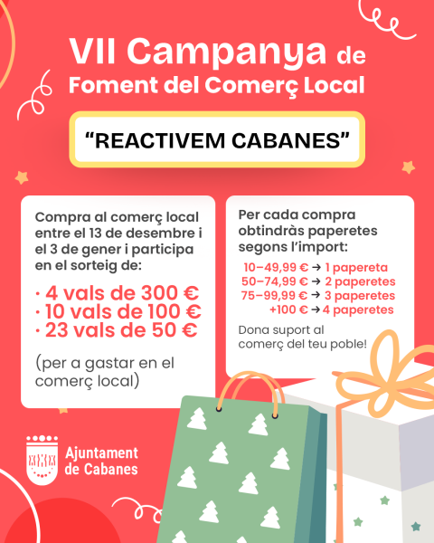 Cabanes destina 5.000 euros para incentivar las compras navideñas en el comercio local